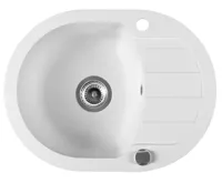 SAPHO Granitový vestavný dřez s odkapem, 61x46,5cm, bílá