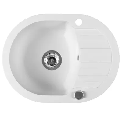 SAPHO Granitový vestavný dřez s odkapem, 61x46,5cm, bílá