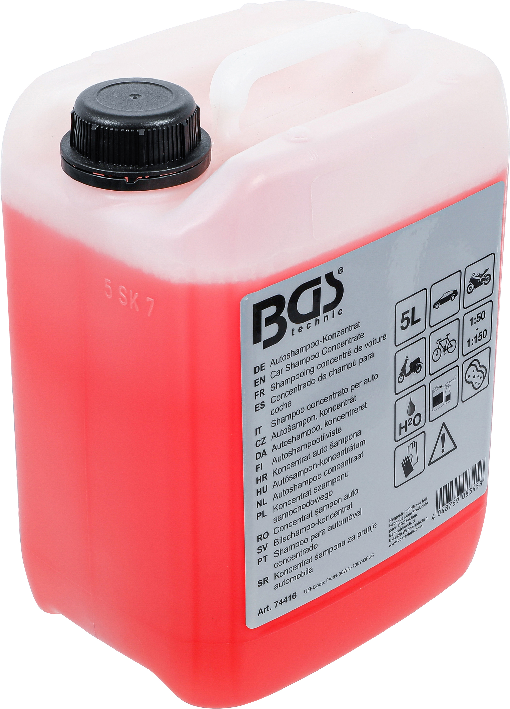 Bgs autošampon, koncentrát,  červená,  5 l - bgs 74416