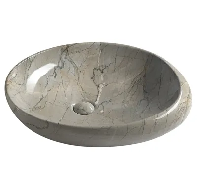 SAPHO DALMA keramické umyvadlo na desku, 68x44cm, grigio