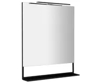 SAPHO ERUPTA zrcadlo s LED osvětlením a policí 80x80cm, černá mat