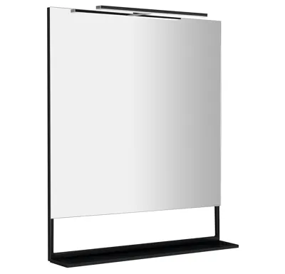 SAPHO ERUPTA zrcadlo s LED osvětlením a policí 80x80cm, černá mat