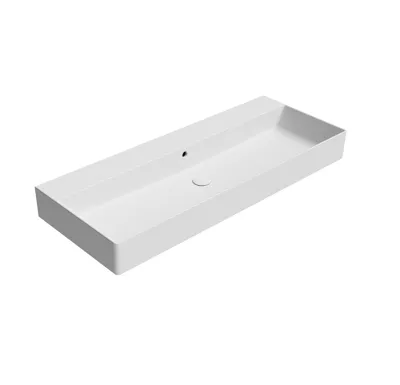 GSI KUBE X keramické umyvadlo 120x47cm, broušená spodní hrana, bez otvoru, bílá mat