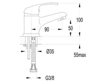 AQUALINE AQUALINE 35 stojánková umyvadlová baterie, chrom (7)