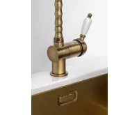 SAPHO KIRKÉ WHITE stojánková dřezová baterie, bílá páčka, bronz (6)