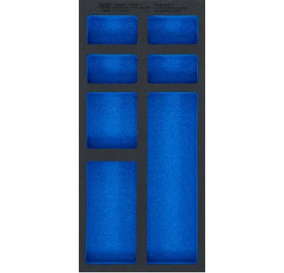 BGS Pěnová vložka (modul) do dílenského vozíku 1/3, prázdná, 7 přihrádky , 408 x 189 x 32 mm