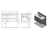 SAPHO WAVE umyvadlová skříňka 89,7x45x47,8cm, levá, bílá/dub alabama (7)