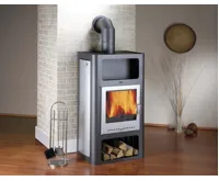 Haas+Sohn ADRIA II Krbová kamna s výměníkem 4,9kw - antracit, stříbro +  koš ZDARMA