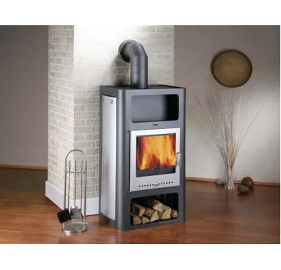 Haas+Sohn ADRIA II Krbová kamna s výměníkem 4,9kw - antracit, stříbro +  koš ZDARMA