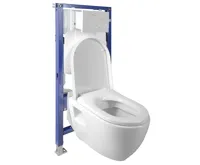 AQUALINE Závěsné WC Nera s podomítkovou nádržkou do sádrokartonu a tlačítkem Geberit, bílá (7)