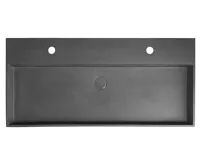 SAPHO QUADRADO betonové dvojumyvadlo včetně výpusti, 96x44cm, černý granit (6)