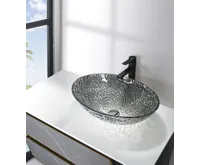 SAPHO PURUS skleněné gravírované umyvadlo na desku, 50x36cm, černá (3)