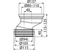 ALCAPLAST Dopojení k WC excentrické 40 mm A991-40 (1)