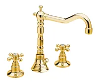 SAPHO ANTEA tříprvková umyvadlová baterie s retro hubicí, s výpustí, zlato SAPHO ANTEA tříprvková umyvadlová baterie s retro hubicí, s výpustí, zlato