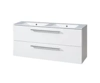 Koupelnová skříňka s keramickým dvoumyvadlem 120 cm,  bílá/bílá