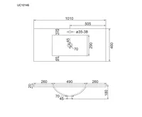 Opto, koupelnová skříňka s keramickým umyvadlem, černá, 2 zásuvky, 1010x580x458 mm (3)