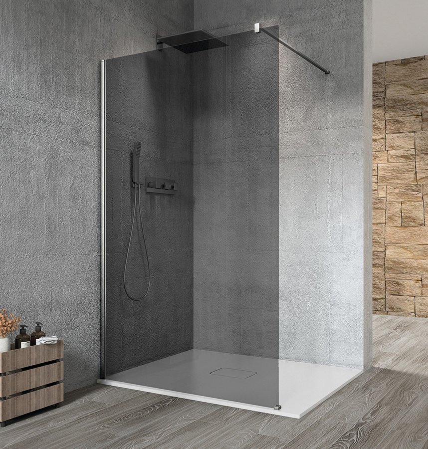 GELCO VARIO CHROME jednodílná sprchová zástěna k instalaci ke stěně, kouřové sklo, 700 mm