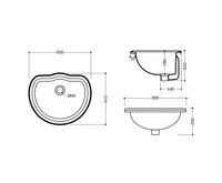 KERASAN RETRO keramické umyvadlo zápustné, 50x41cm, černá mat (4)