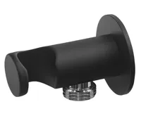 SAPHO Držák sprchy kulatý, pevný, s vyústěním, černá mat (3)