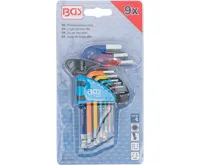 BGS Sada zahnutých klíčů, vícebarevné, krátké, vnitřní šestihran, vnitřní šestihran s kulovou (3)