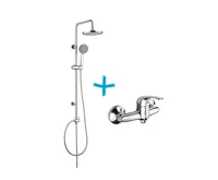 Sprchová souprava Lila-plastová hlavová sprcha a třípolohová ruční sprcha vč. sprch. baterie 150 mm Sprchová souprava Lila-plastová hlavová sprcha a třípolohová ruční sprcha vč. sprch. baterie 150 mm