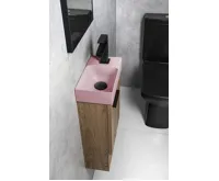 SAPHO PICCOLINO betonové umývátko 30,8x17cm, baterie vpravo, růžová mat (5)