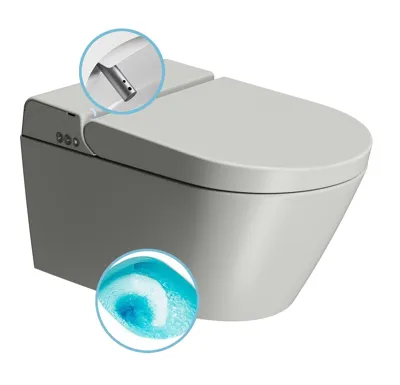 GSI WCLEAN závěsné WC Swirlflush s integrovaným elektronickým bidetem, cenere dual-mat