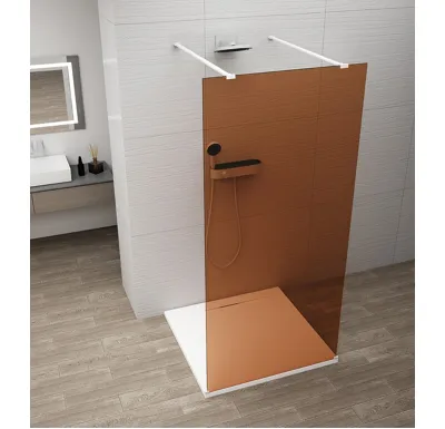POLYSAN ESCA WHITE MATT jednodílná sprchová zástěna do prostoru, sklo Marron, 1100 mm