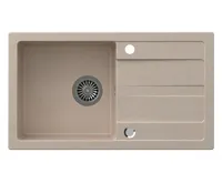 SAPHO Granitový vestavný dřez s odkapem, 77x44cm, béžová