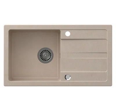 SAPHO Granitový vestavný dřez s odkapem, 77x44cm, béžová