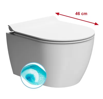 GSI PURA SHORT závěsná WC mísa, Swirlflush, 35x46cm, bílá dual-mat