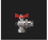 WIGELL Kulový kohout červený NIKL 1&quot; rohový se šroubením k rozdělovači