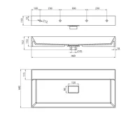 SAPHO GODIVA umyvadlo, litý mramor, 96x44cm, bez otvoru, bílá (6)