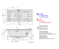 POLYSAN MARLENE HYDRO-AIR hydromasážní vana, 170x80x48cm, bílá (12)