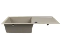 SAPHO Granitový vestavný dřez s odkapem, 97x50cm, béžová (3)