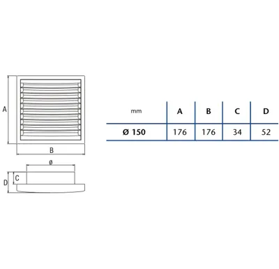 CATA Venkovní mřížka k ventilátoru B-15 - trvale otevřena