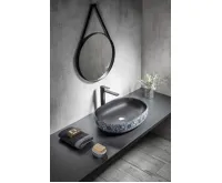 SAPHO PRIORI keramické umyvadlo na desku, 60x40 cm, černá s modrým vzorem (6)