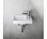 SAPHO PICCOLINO umývátko 30,8x17cm, litý mramor, baterie vpravo, bílá (6)