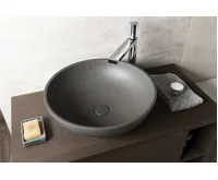 SAPHO TURF betonové umyvadlo na desku, včetně výpusti, Ø 44cm, černý granit (6)