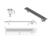 AQUALINE KROKUS nerezový podlahový žlab s roštem, L-860, DN50 (2)
