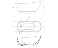 AQUALINE TISA volně stojící vana, 150x75cm, bílá (9)