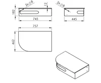 SAPHO PULSE rohový stolek s umyvadlem 755x455mm, pravý, nerez mat (2)