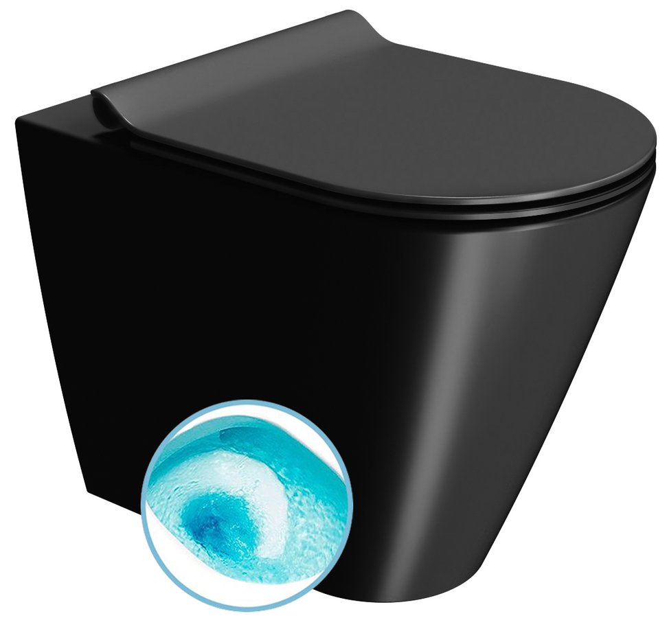 Gsi kube x wc mísa stojící, swirlflush, 36x55cm, spodní/zadní odpad, černá dual-mat