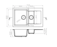 GRANISIL FABERO 795.15 Granitový dřez s vaničkou, černý (3)