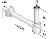 BRUCKNER CRONO umyvadlový sifon 5/4", DN32, bílá (2)