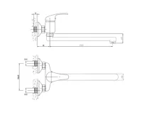 AQUALINE AQUALINE 35 nástěnná baterie, rozteč 100mm, ramínko ploché 220mm, chrom (2)