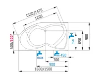 Santech akrylátová vana Fontána pravá 150x90 (1)