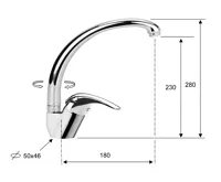 SAPHO SALY stojánková dřezová baterie, výška 280mm, měď (2)