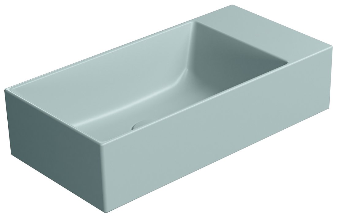 Gsi kube x keramické umývátko 50x25cm, bez otvoru, pravé/levé, ghiaccio mat
