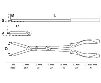 BGS Sada kleští na rozpěrné kroužky s dvojitým kloubem, výměnné hroty, 345 mm (2)